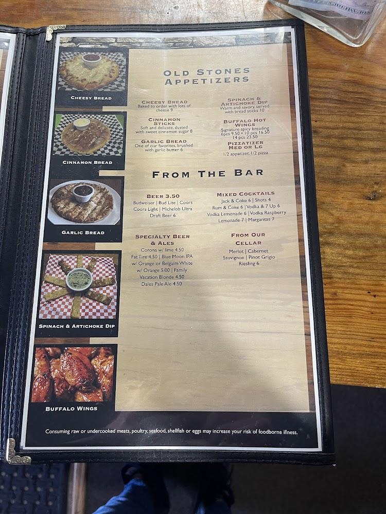 Old Stones Smokehouse and Country Pizza Menu image 1